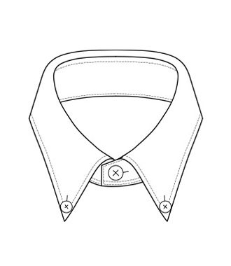Illustration of a dress shirt collar with buttons.