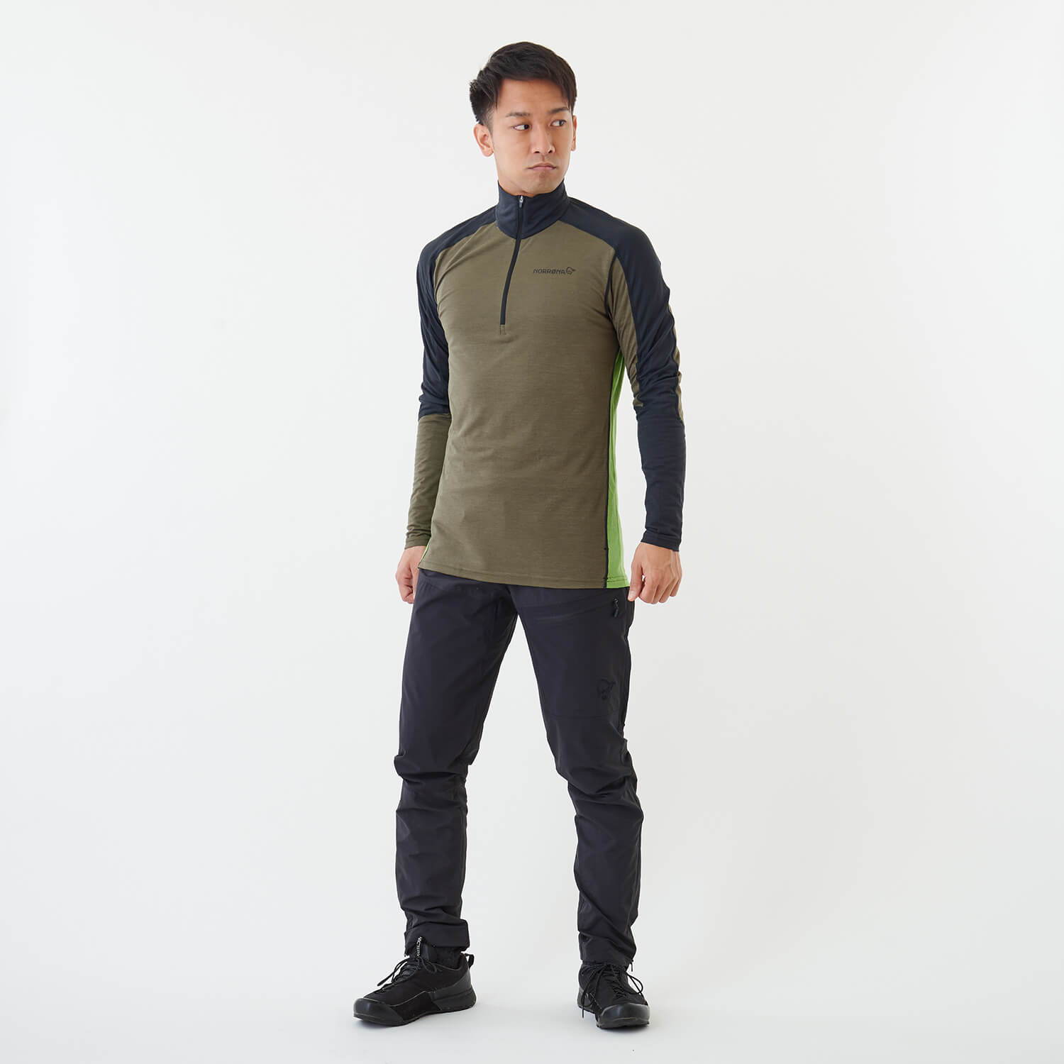 NORRONA（ノローナ）/イコライザー メリノジップネック/カーキ/MENS