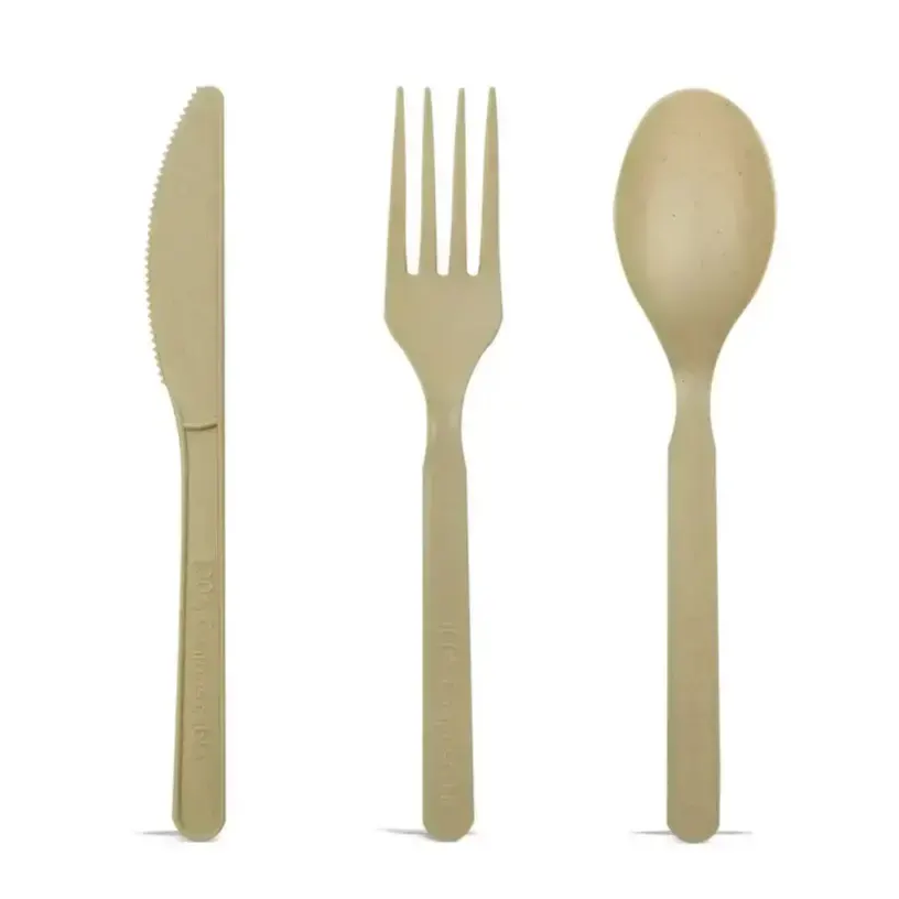 A PLA fork, knife, and spoon