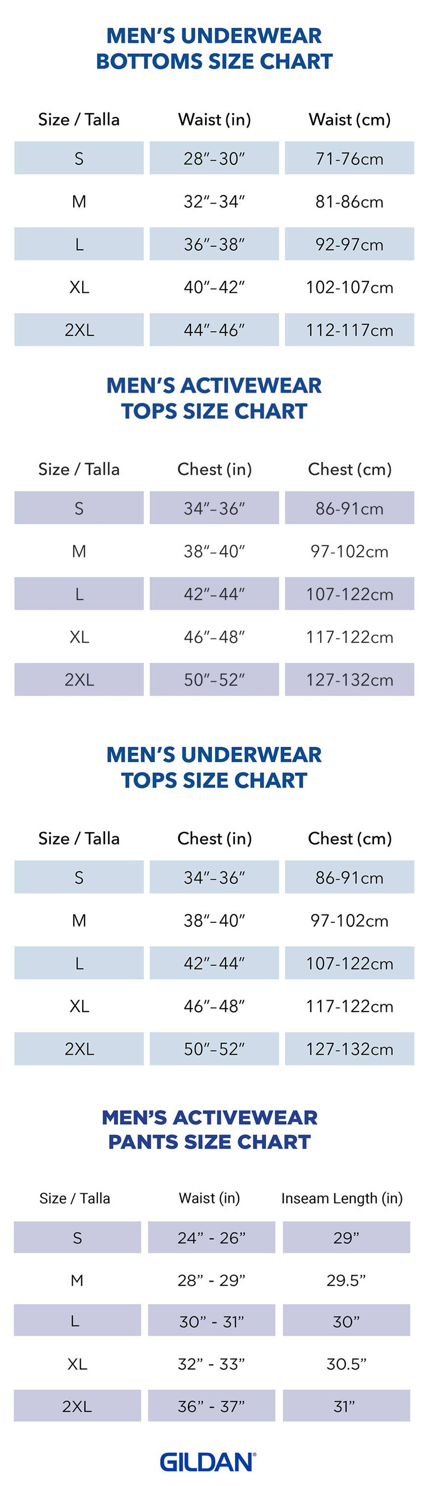 unisex size chart sweatshirt