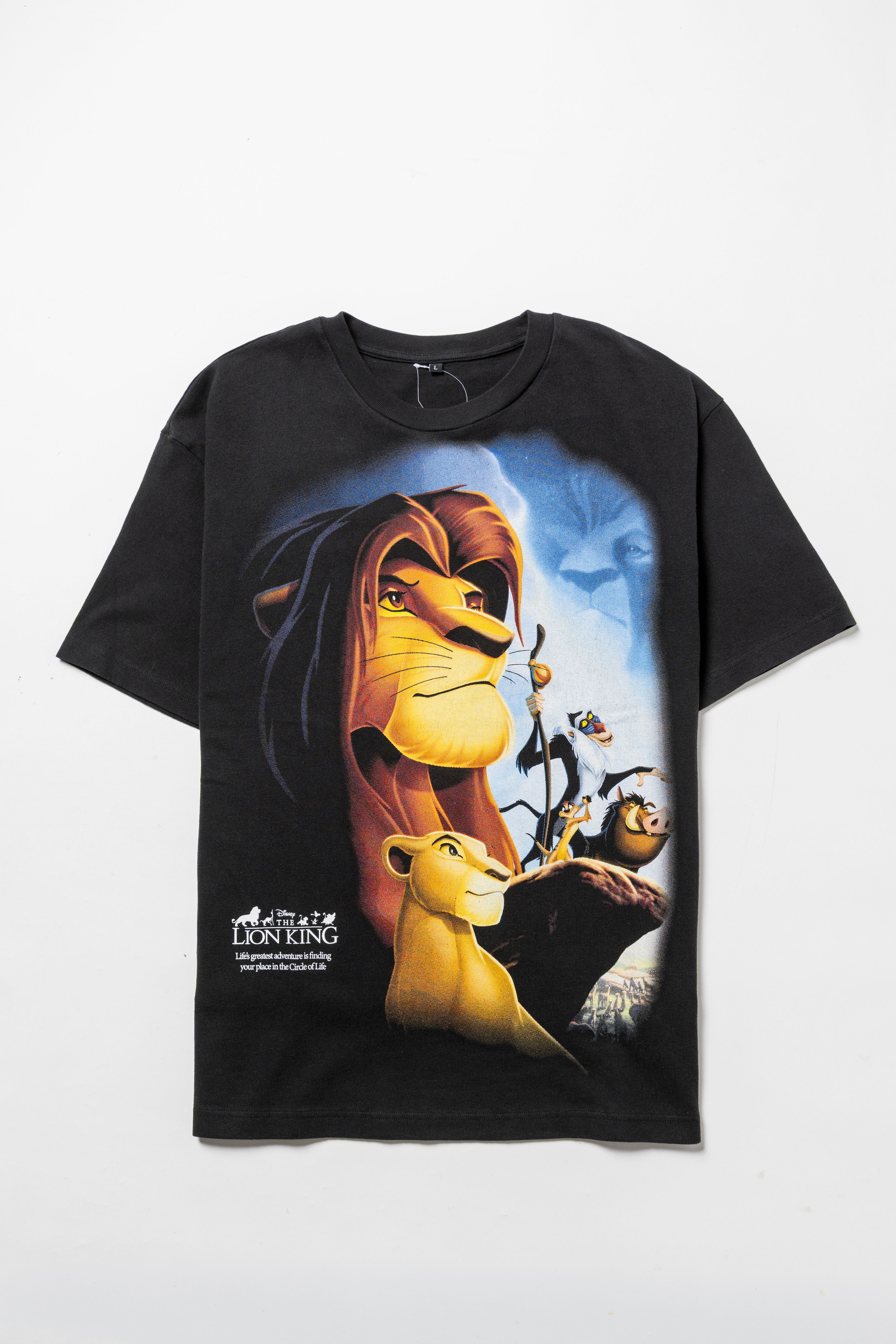 Black T-shirt featuring characters from 