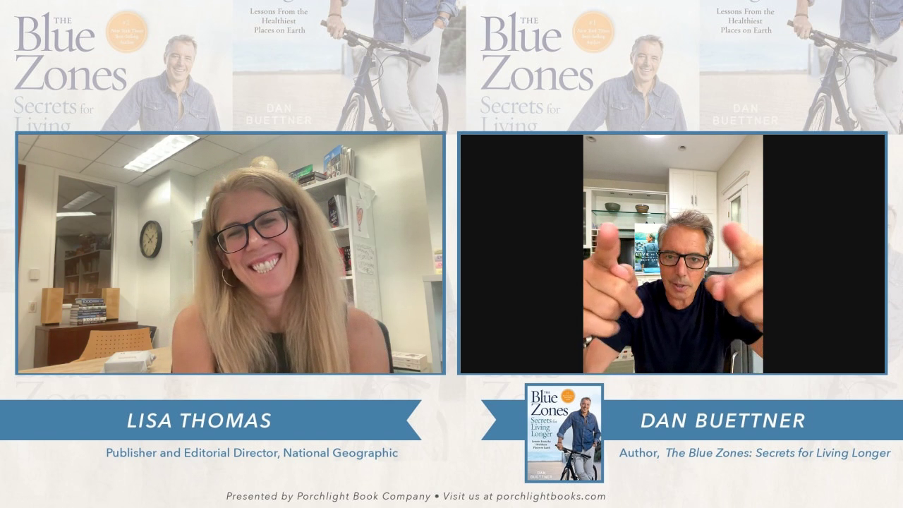 Lisa Thomas and Dan Buettner on the livestream exclusively for buyers who pre-ordered the book.