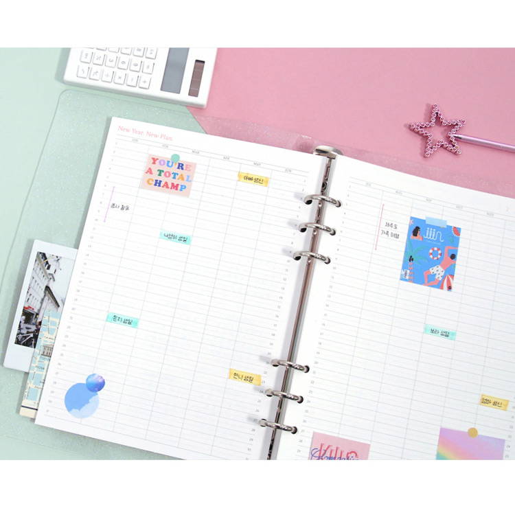 Yearly plan - Twinkle moonlight A5 6-ring dateless weekly diary planner