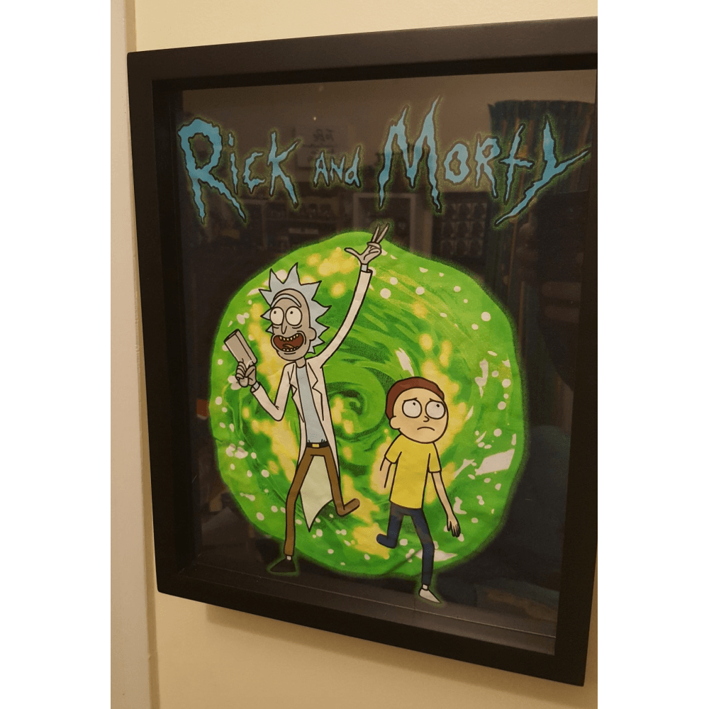 Rick and Morty tee shirt framed in a Shart Original T-Shirt Frame