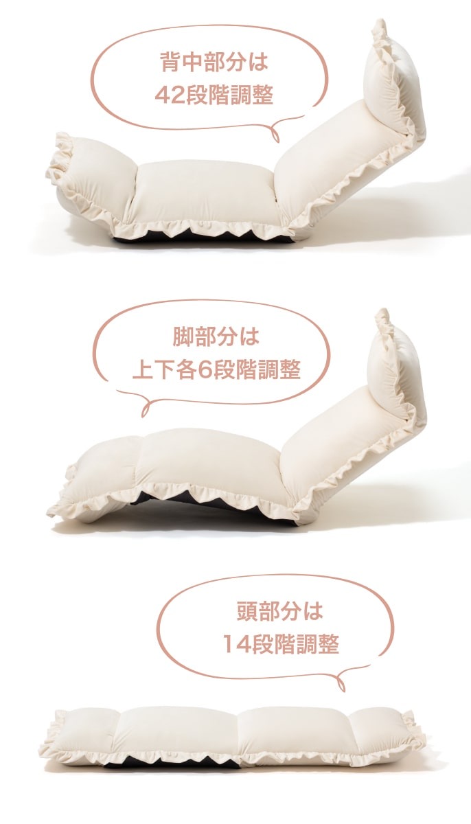 首から太ももまでしっかりと 支えてくれるハイバックタイプ