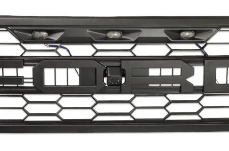 IAG I-Line Front Grille Matte Black Raptor Style for 2021+ Ford Bronco - LED Lights
