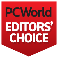 PCWorld Editors' Choice award logo in red and white.