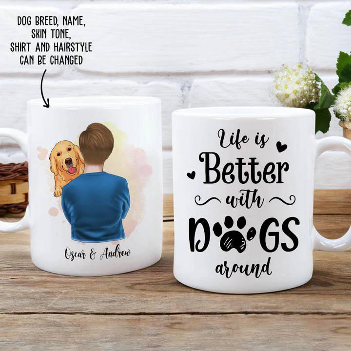 BETTER LIFE WITH DOGS - PERSONALIZED CUSTOM COFFEE MUG