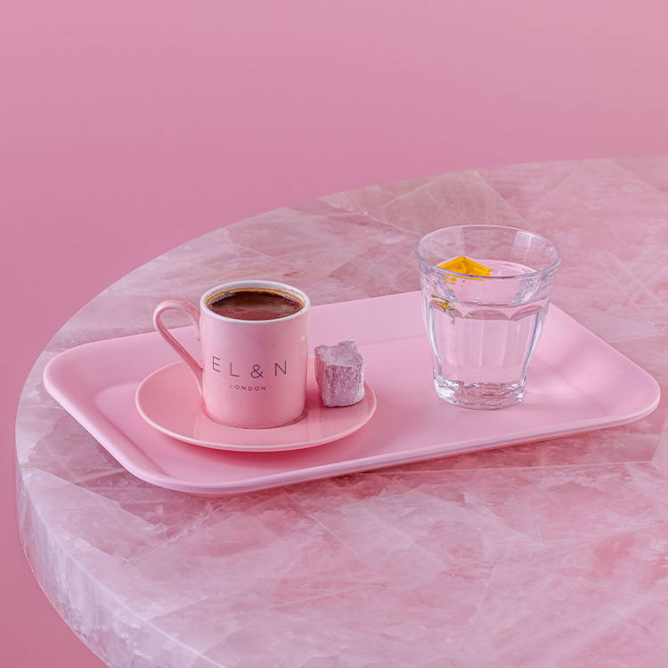 Turkish coffee on pink background