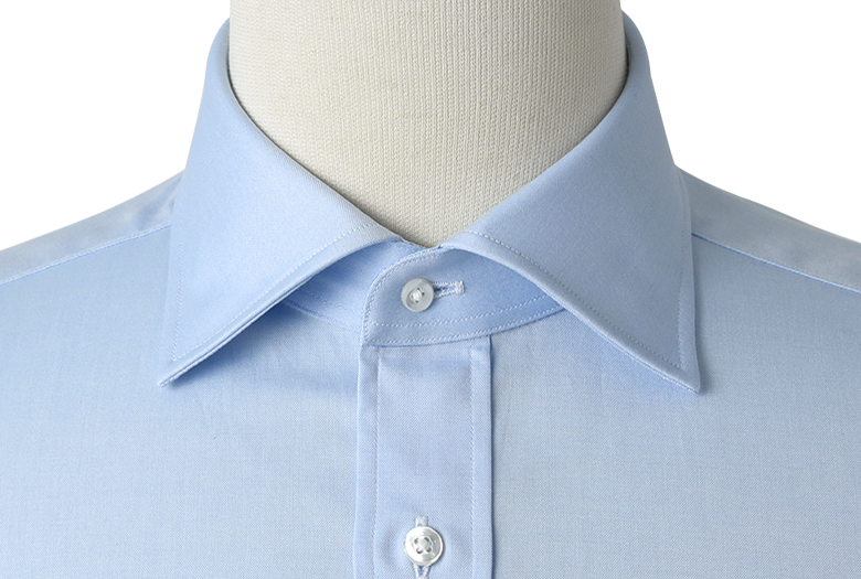 Light Blue End-on-End Shirt With Contrast T&A Collar And