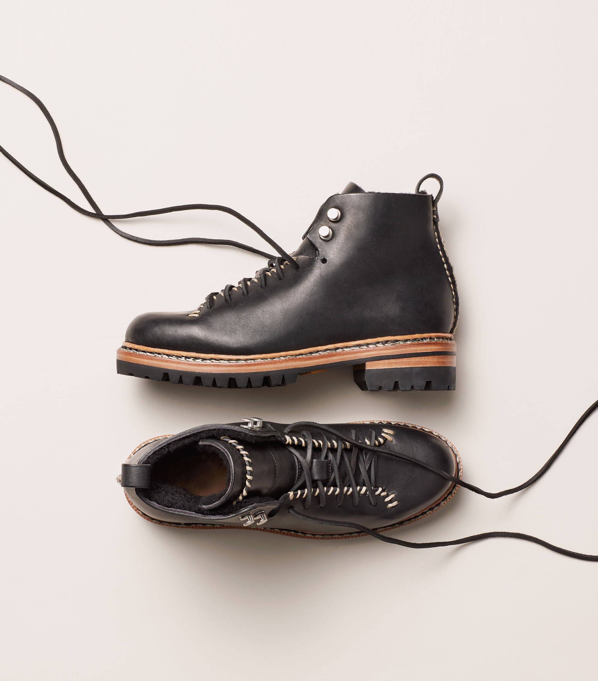 Whipstitch Hiker Wool in Black/Silver