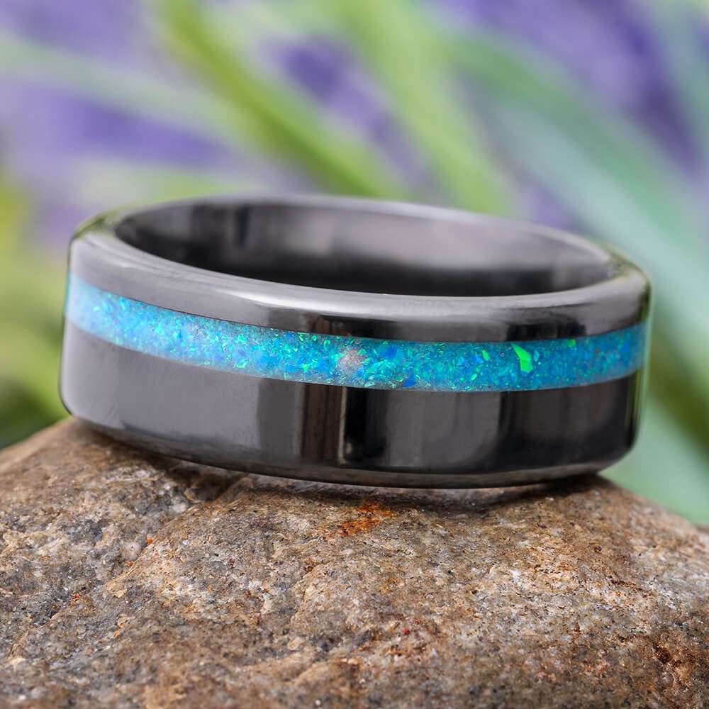 Black Ring With Blue Pinstripe