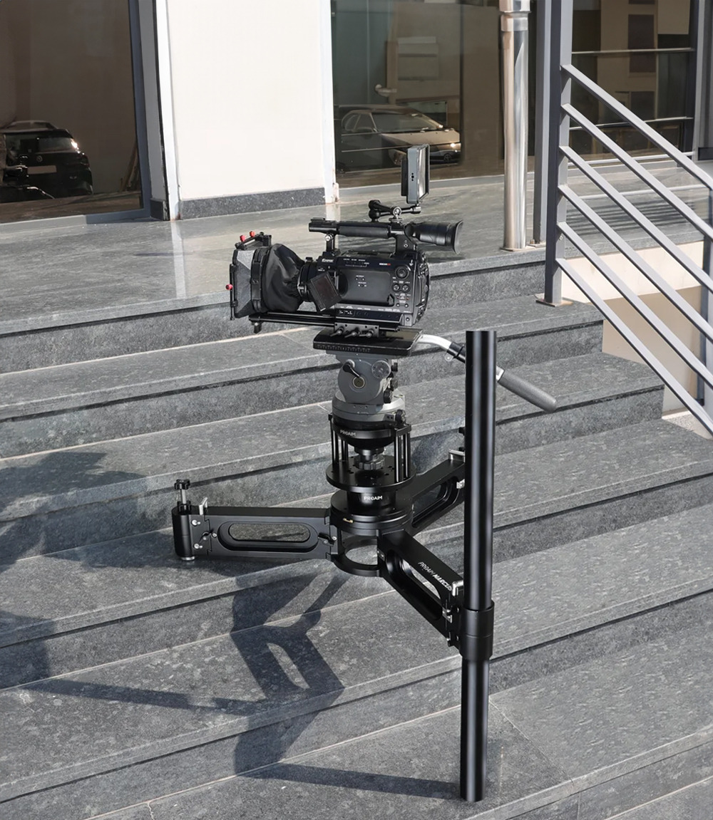 Proaim Marcus Camera Dolly with Mitchell & Euro/Elemac Adapter Base | For Bazooka, Tripod