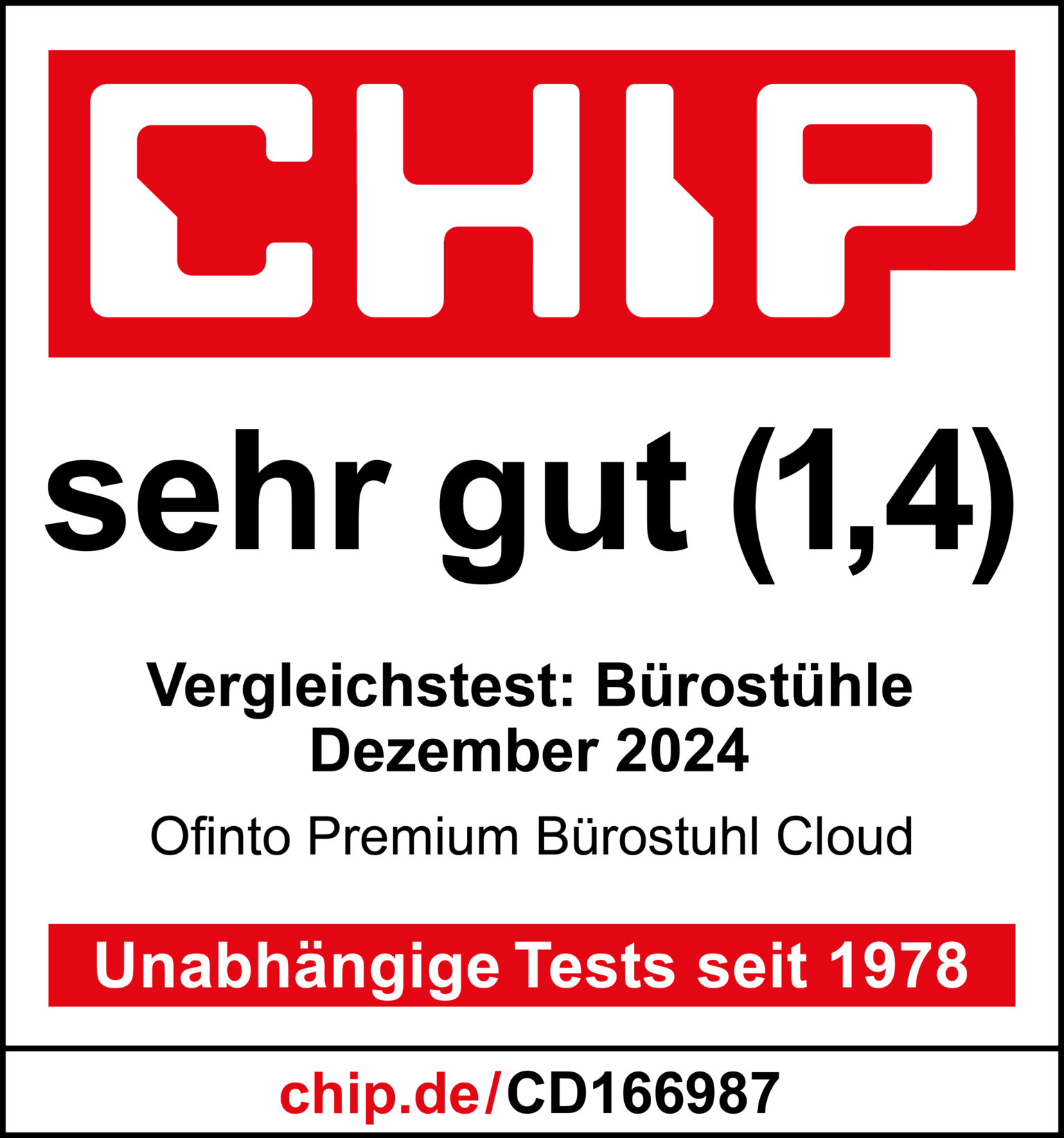 CHIP: Very Good (1.4) – Comparative Test: Office Chairs, December 2024: ofinto Premium Office Chair Cloud