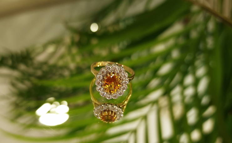 Citrine and diamond cocktail ring