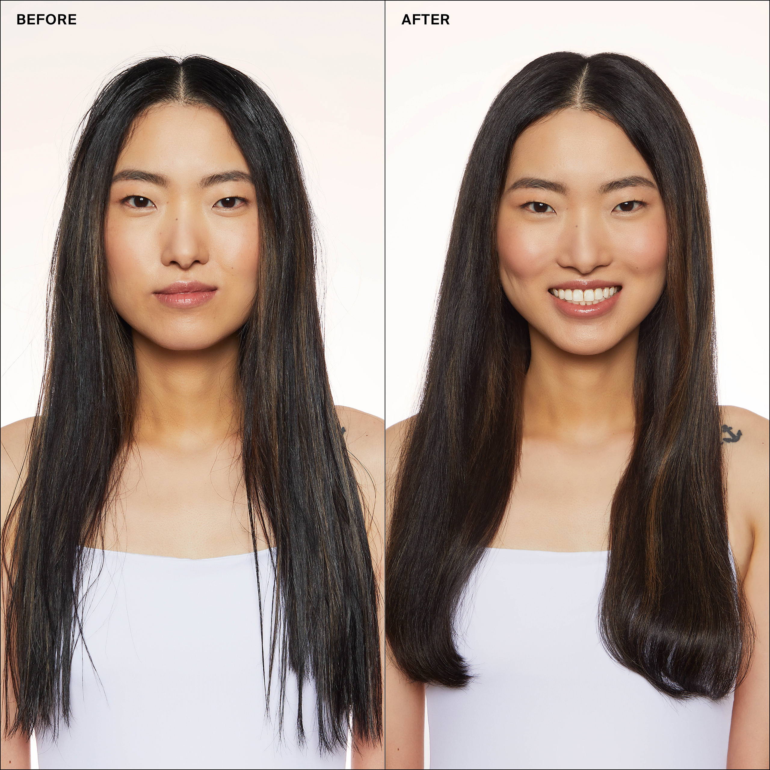 Before and After Image of using Eva NYC Freshen Up Invisible Dry Shampoo