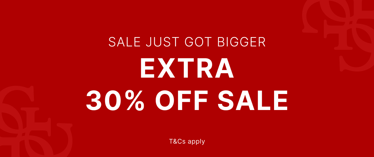 Red background with text promoting an extra 30% off sale.