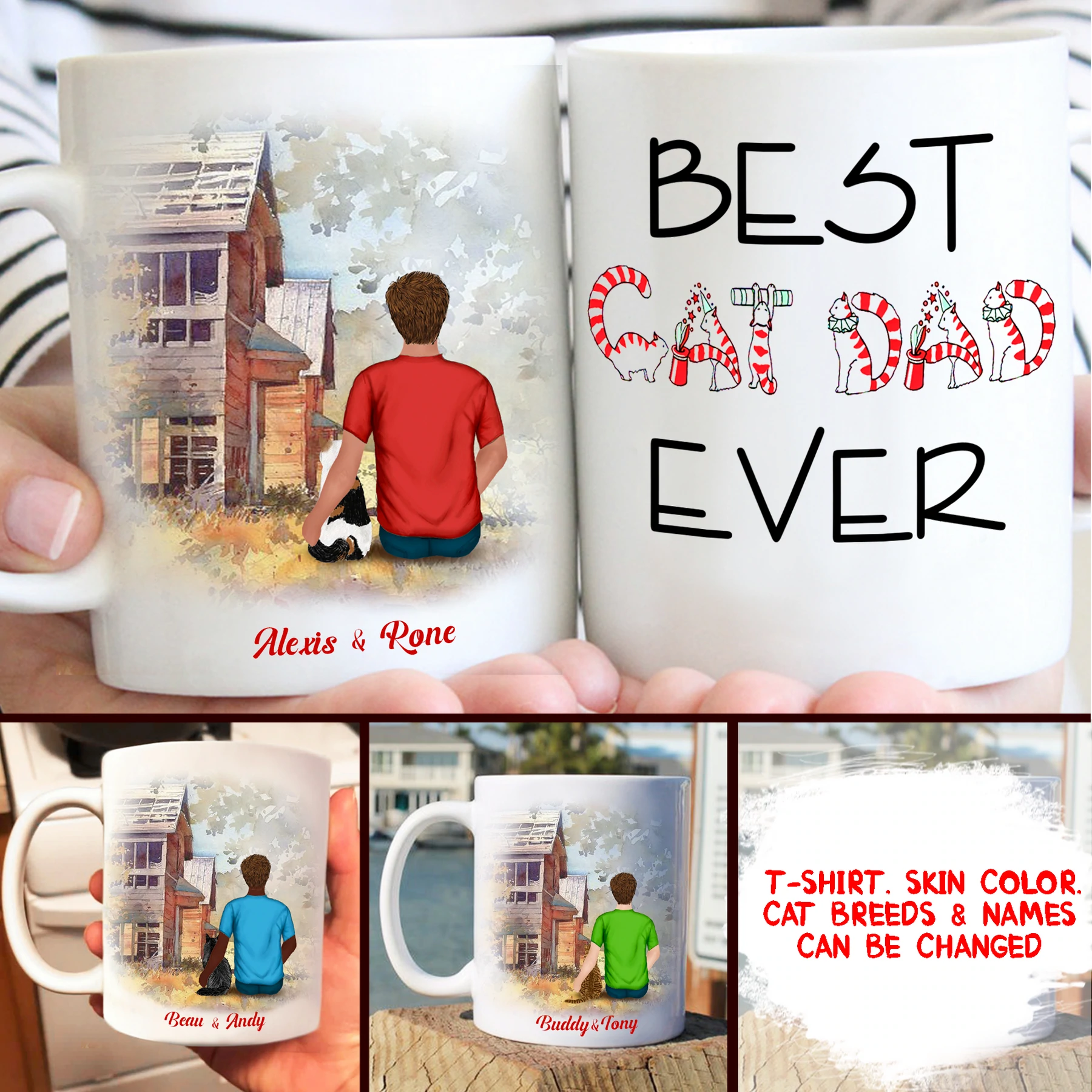 BEST CAT DAD EVER - PERSONALIZED CUSTOM COFFEE MUG