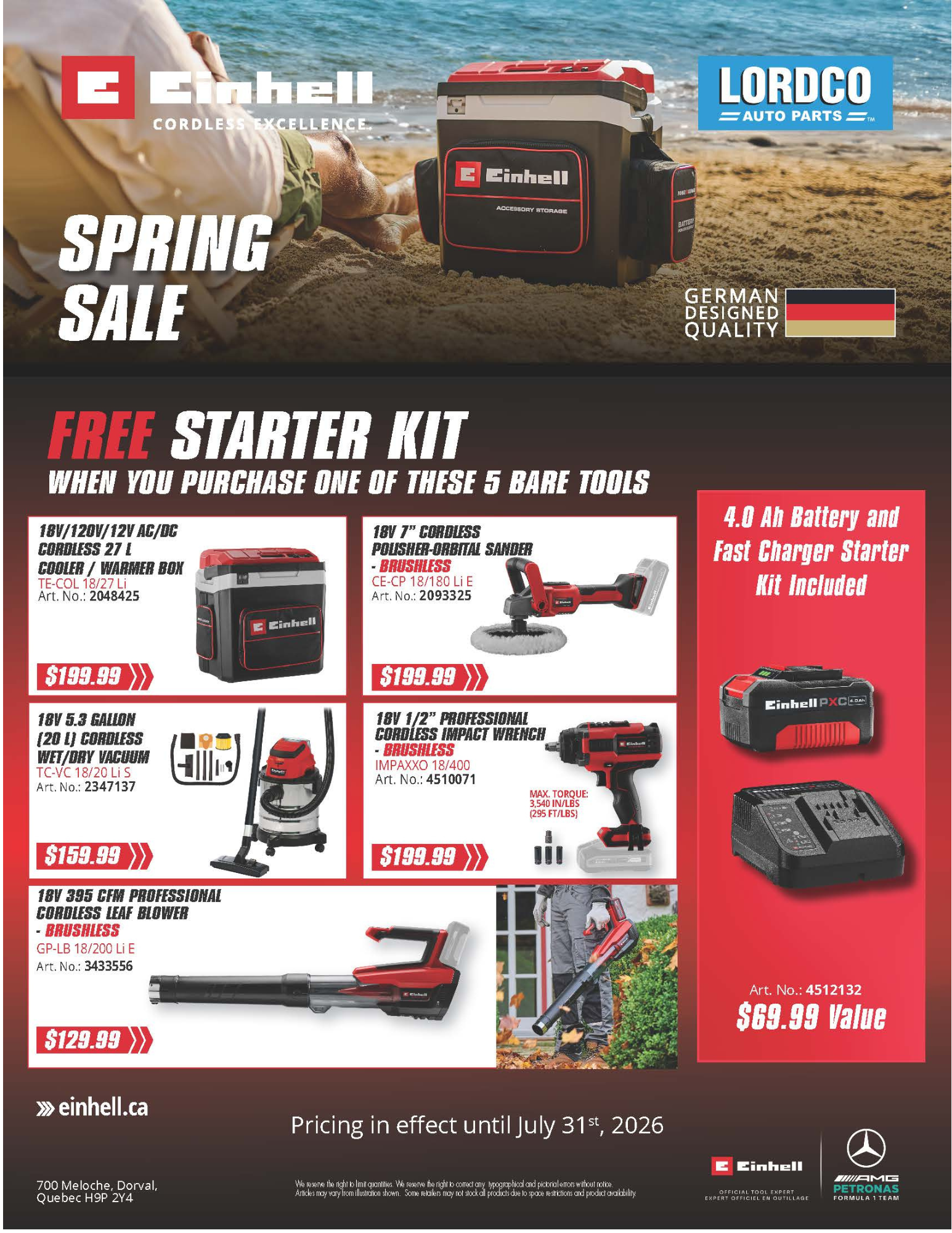 Enihell Spring Sale Flyer featuring Free Starter Kit )Battery and Charger) with eligible purchase of an Einhell cordless power tool