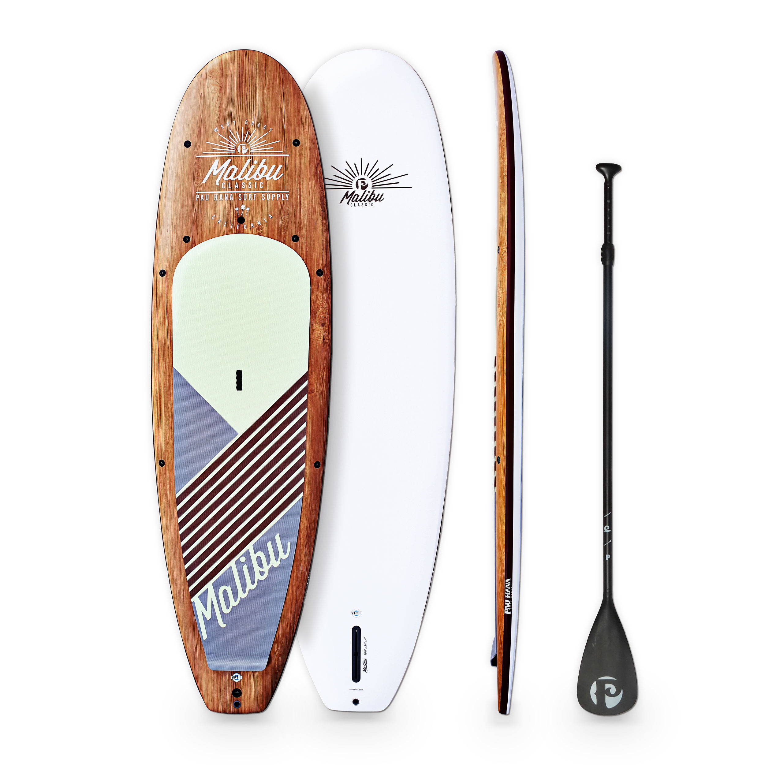 pau hana malibu classic wood stand up paddleboard