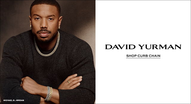 A man wearing a sweater, promoting David Yurman jewelry.