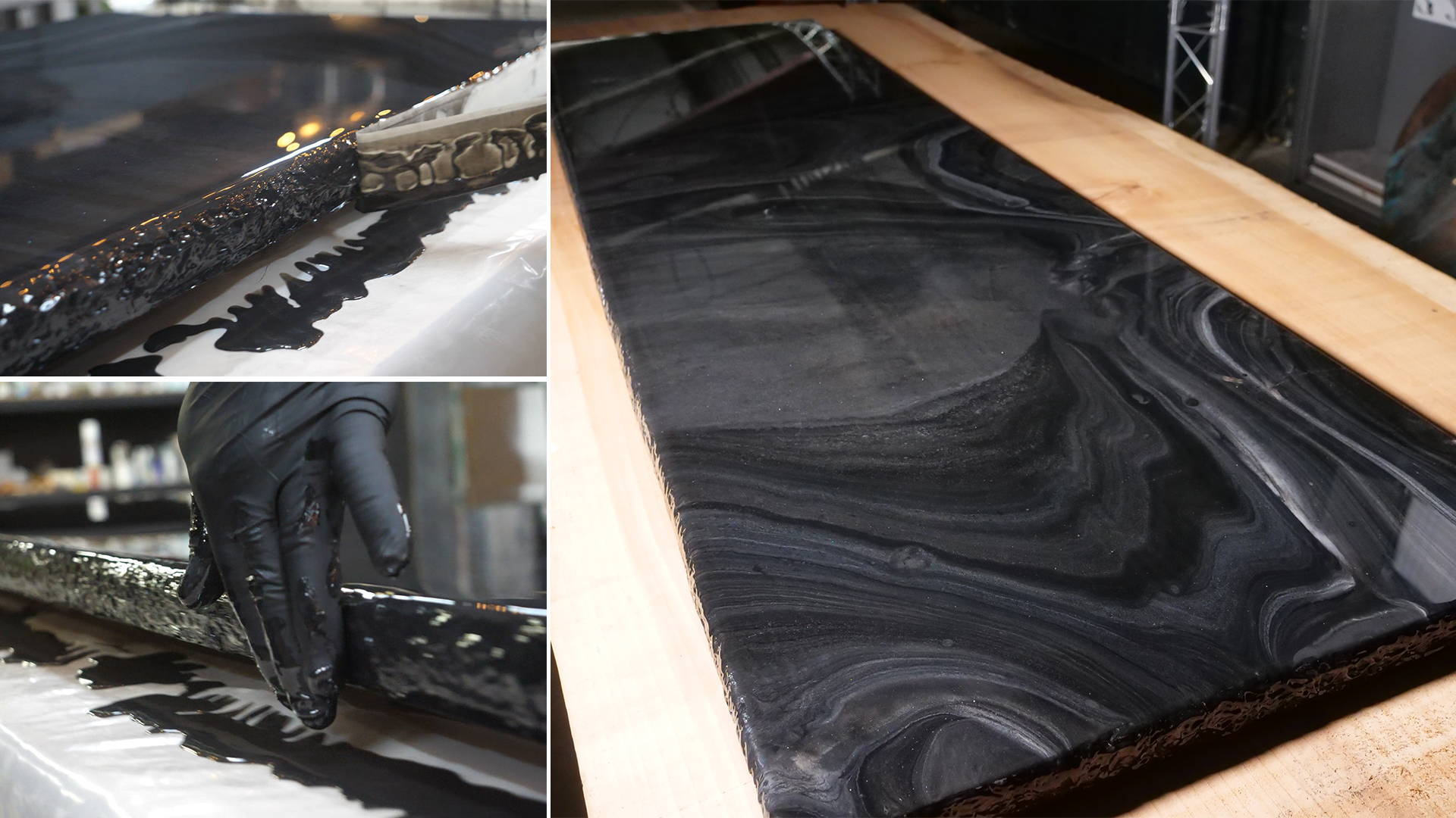 Complete black marble epoxy countertop