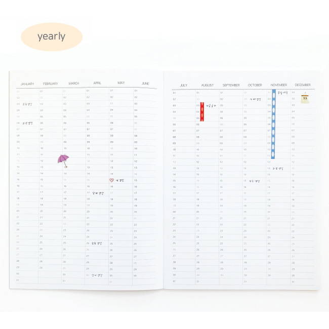 Yearly plan - O-CHECK 2020 Spring come A4 dated monthly planner