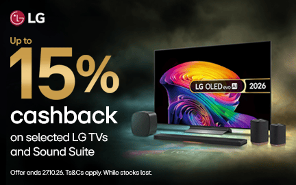 Up to 15% cashback on selected LG TVs and Sound Suite