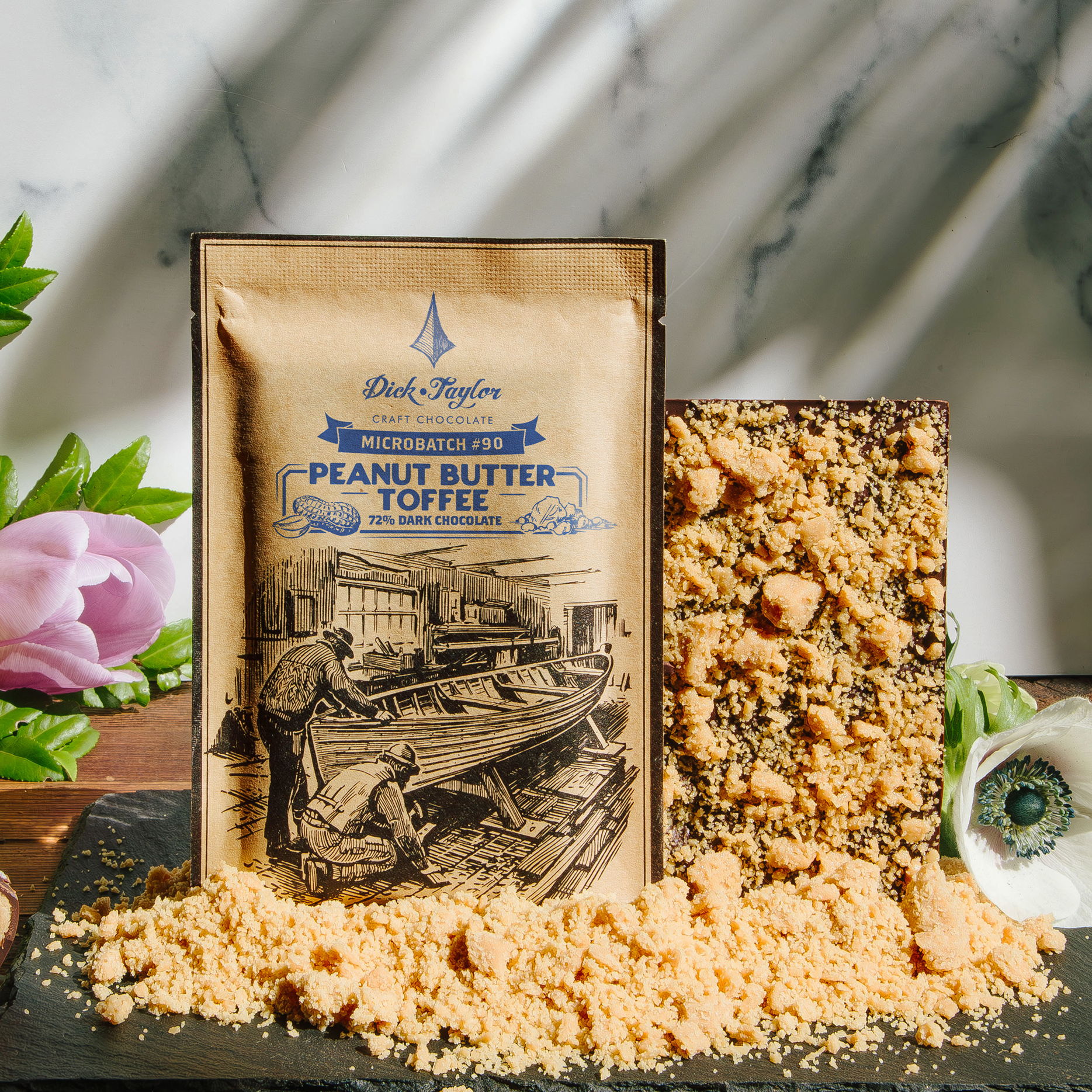 Yummy crumbled peanut butter toffee microbatch bar