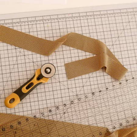 Fabric strip cut out with a rotary cutter