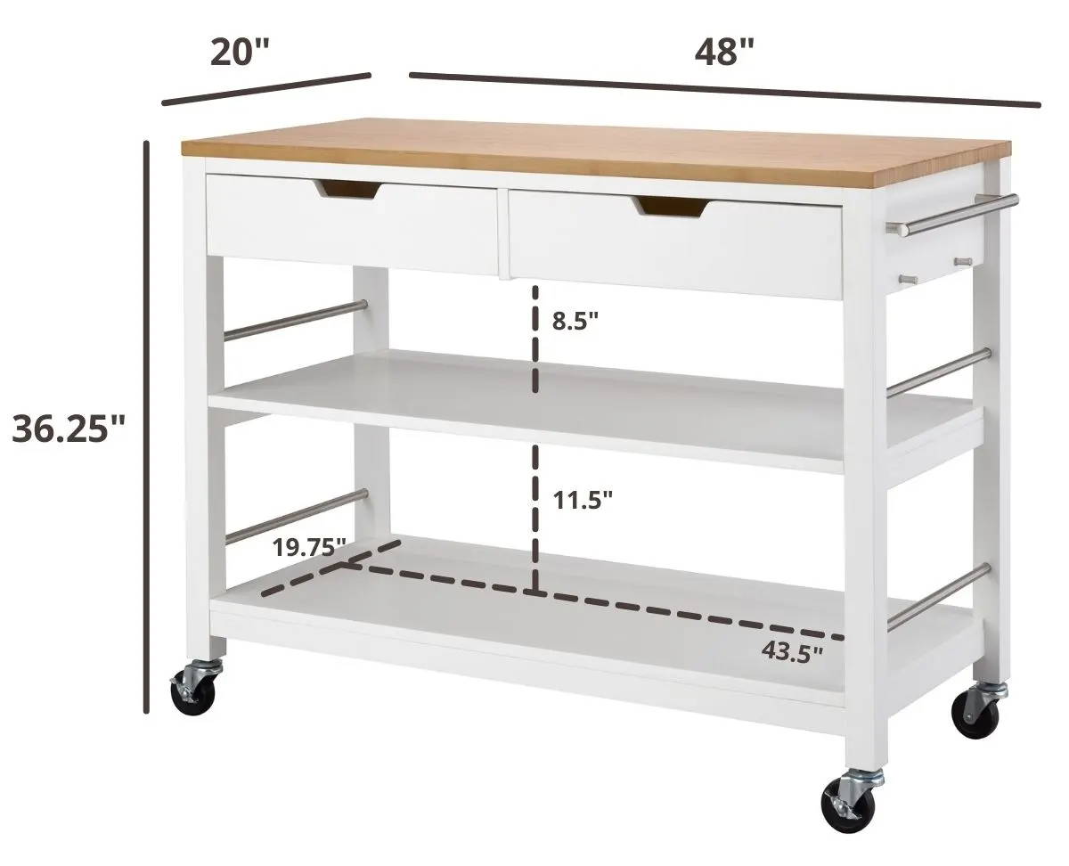 36.25 by 48 by 20 inches overall dimensions of the kitchen island
