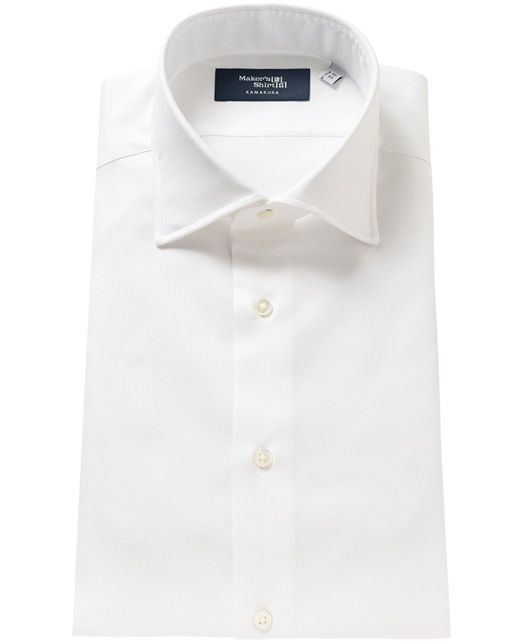White dress shirt with a button-down collar, laid flat.