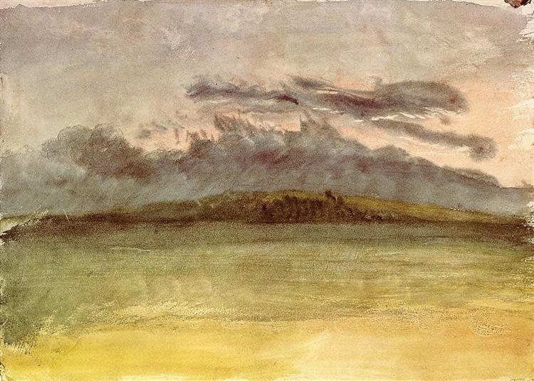 A serene landscape with soft clouds and a gradient sky.