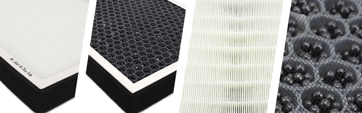 Photo collage of cabin filters for cars and trucks.