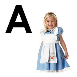 Image of girl wearing Alice In Wonderland costume. Shop all Letter A costumes. 