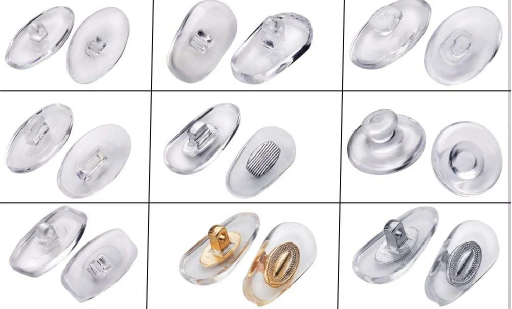 15 different styles and pairs of eyeglasses nose pads