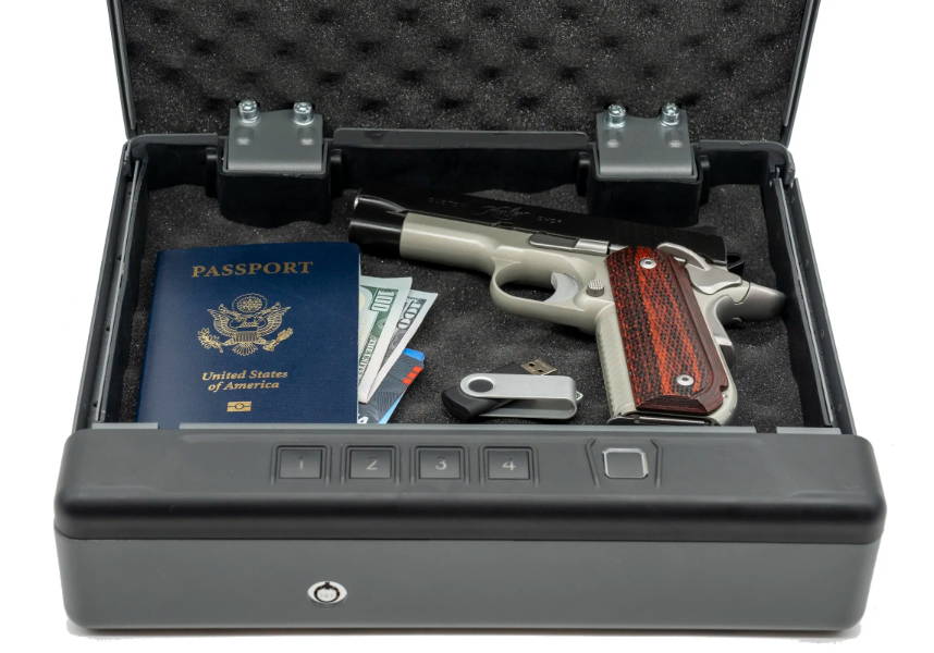 Handgun Vault With Handgun, Passport and Money