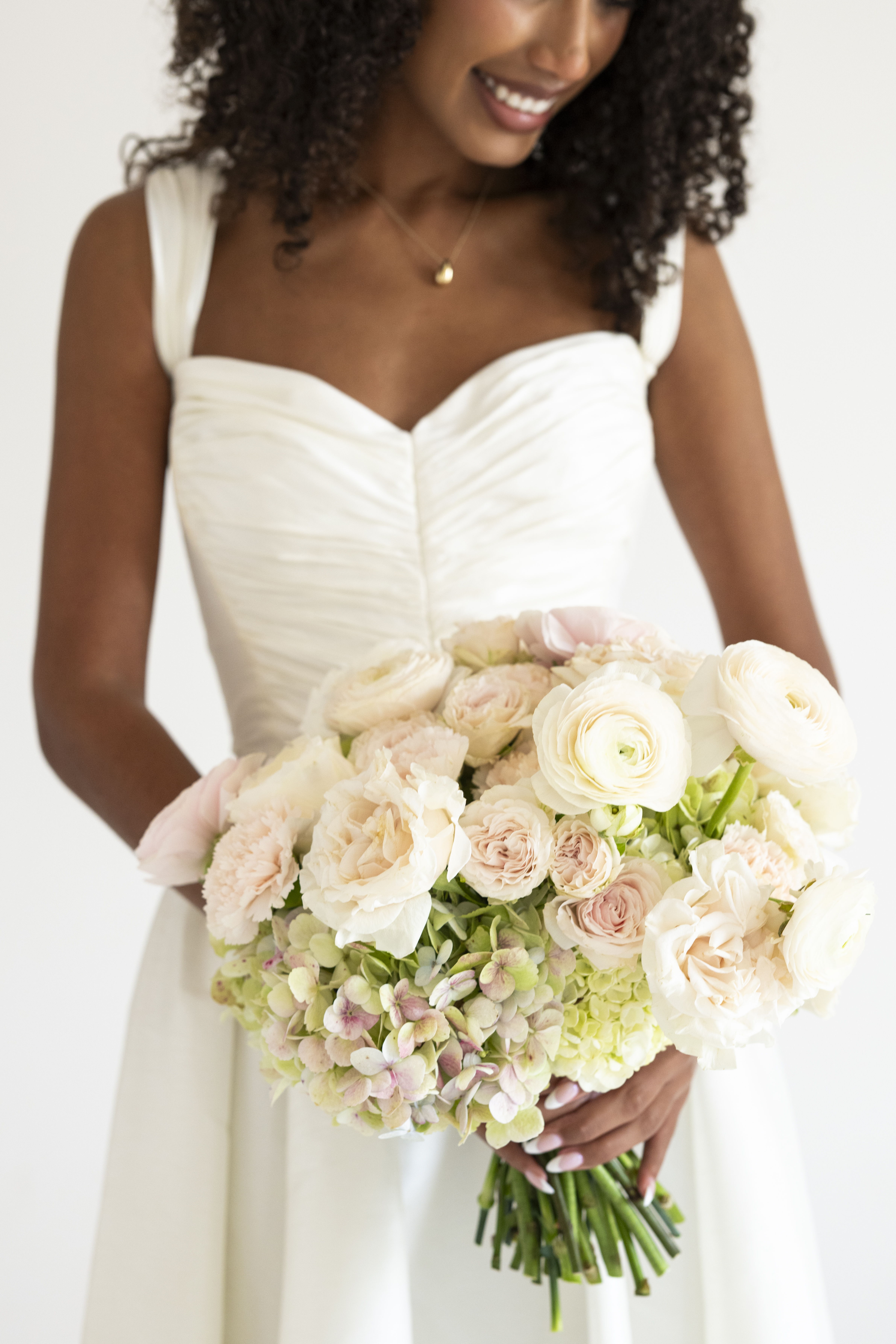 blushing hydrangea bridal bouquet