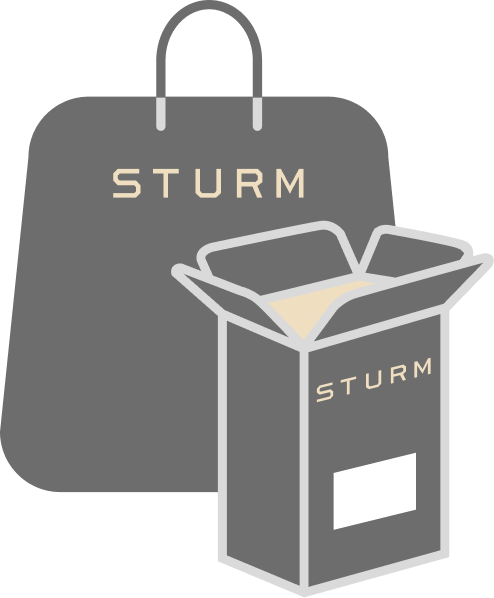 Gray shopping bag and open box with 