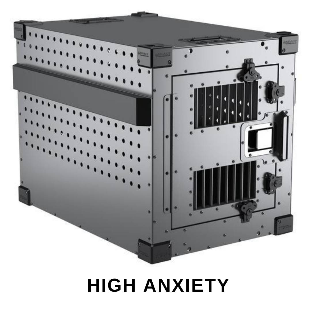 gray high anxiety impact dog crate