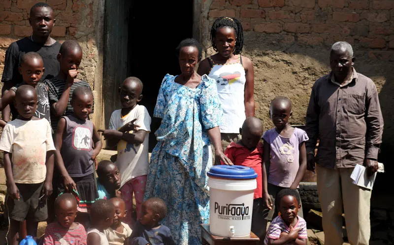 Namanyoni Farmer Family with new Clean Water Filter 