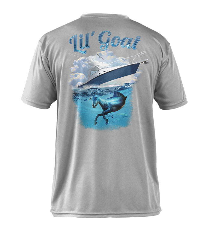 Briny Custom Fishing Shirts with company logo fish and boat Name graphics - cotton long sleeve fishing shirts