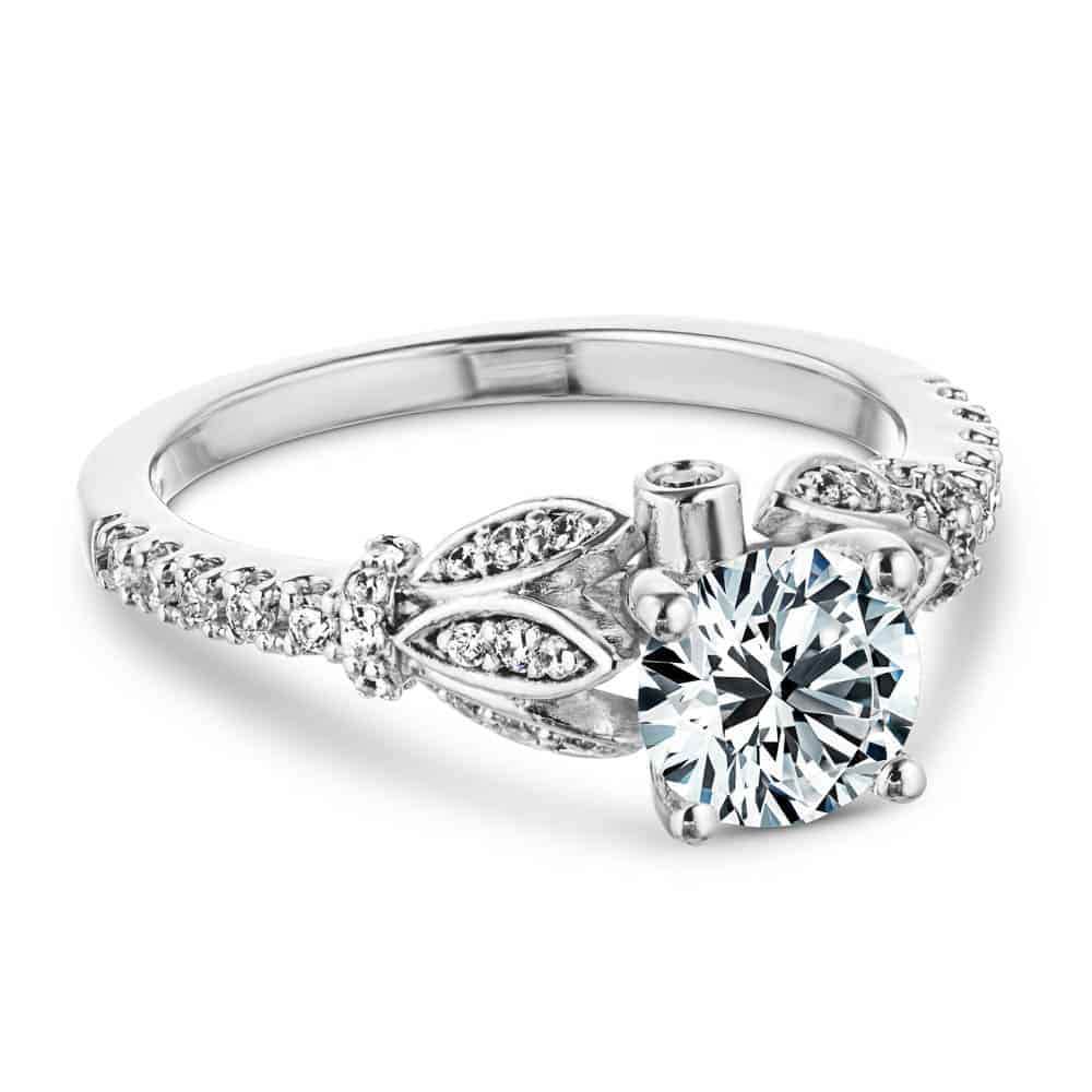nature inspired engagement ring featuring lab grown diamond accents by MiaDonna