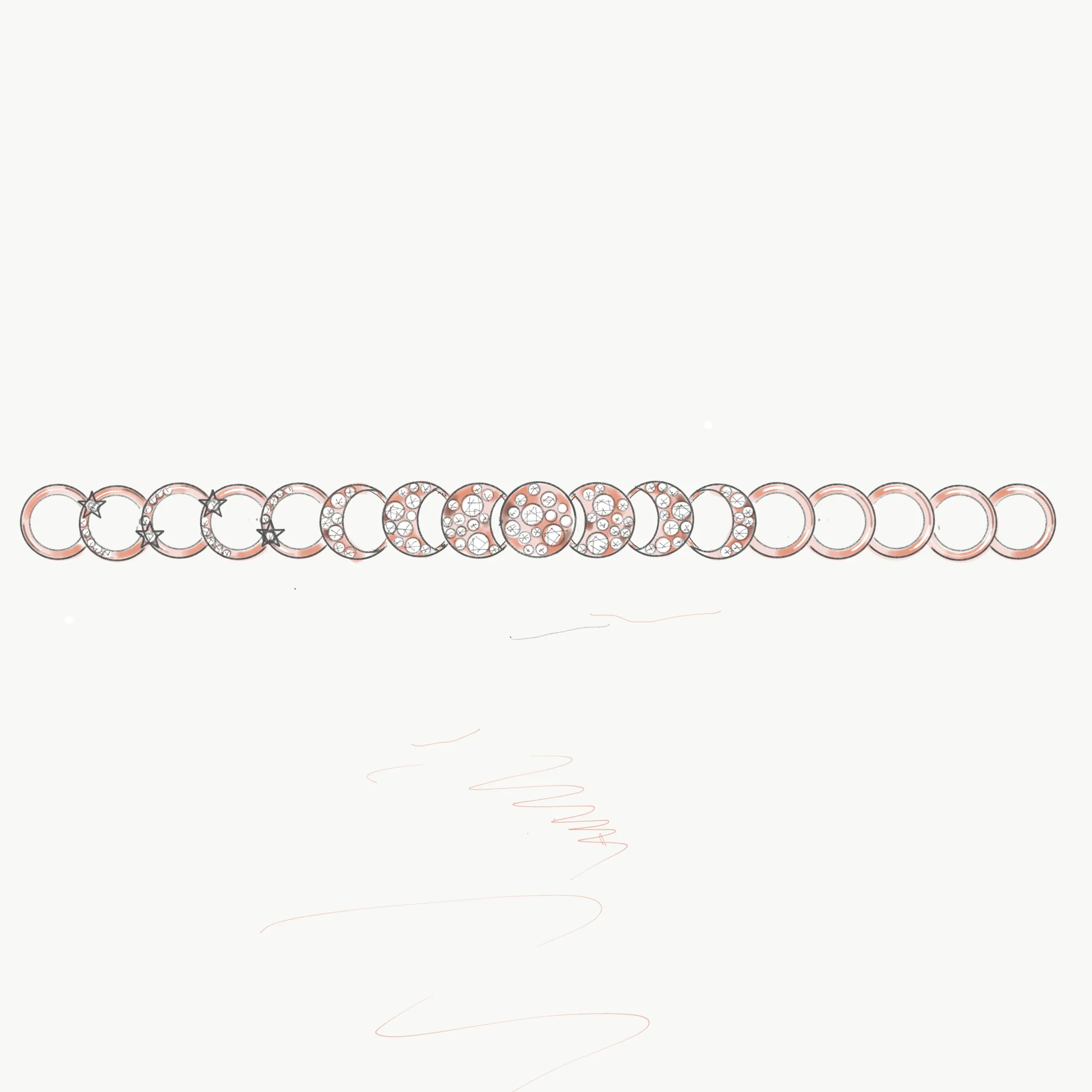 Custom gold and diamond Moon Bracelet