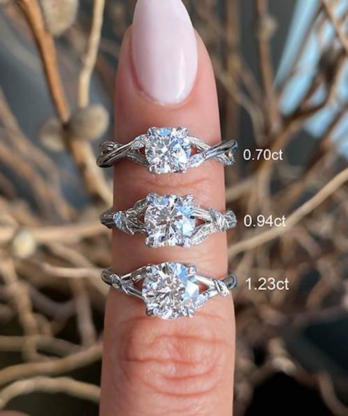comparing round diamonds 0.70, 0.94 and 1.23 carats