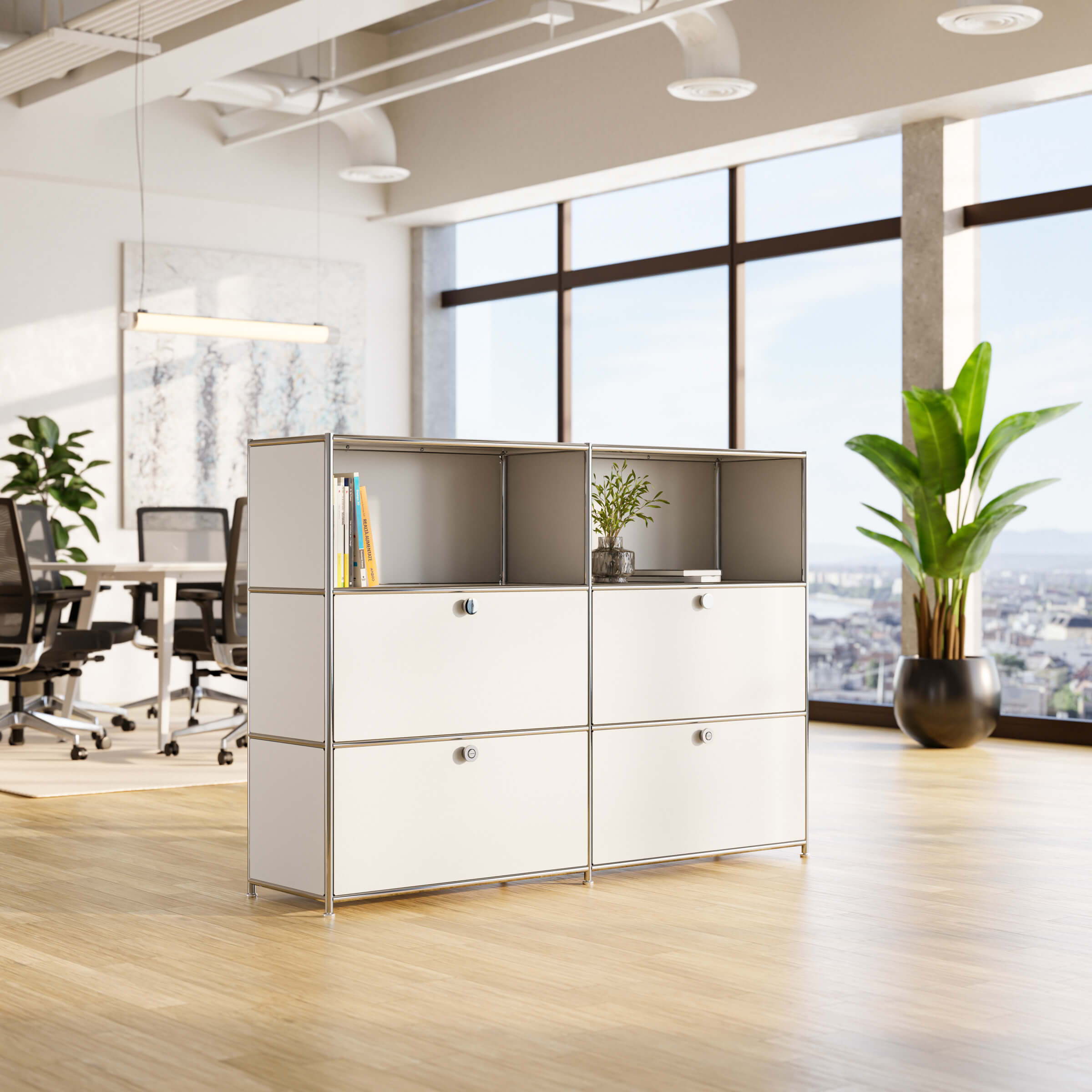 Cubox Sideboard, 3 Ebenen, 4 Klappen
