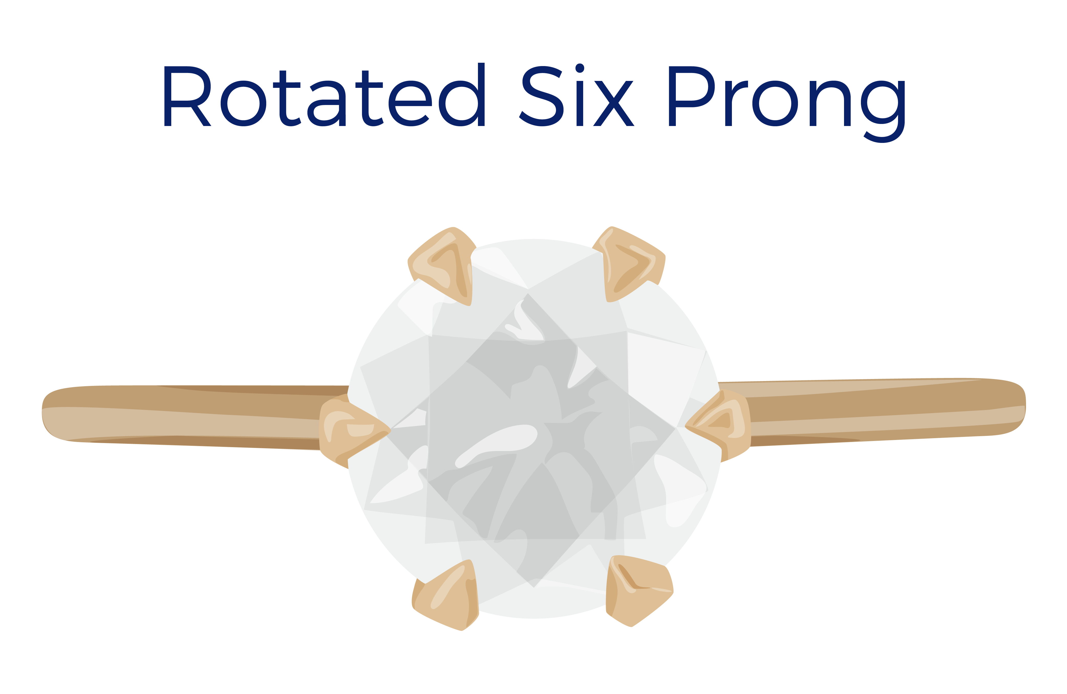 Rotated six prong engagement ring illustration