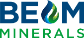 Logo of Beam Minerals with blue and green colors.