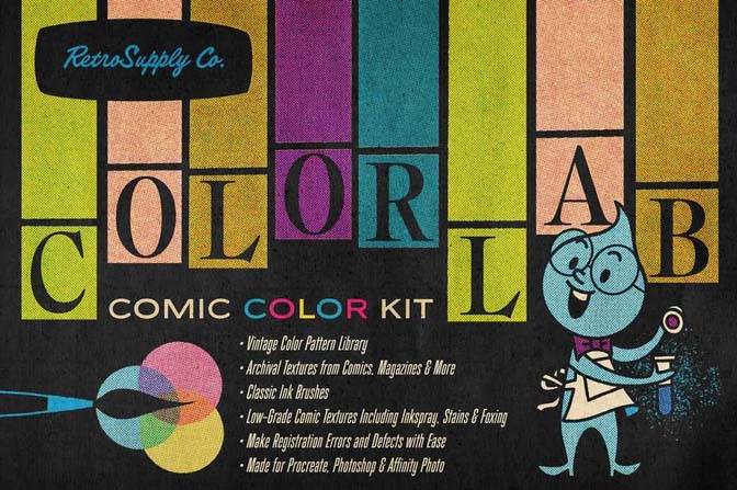 How to use solid color palettes with halftone brushes and ColorLab RetroSupply Co.