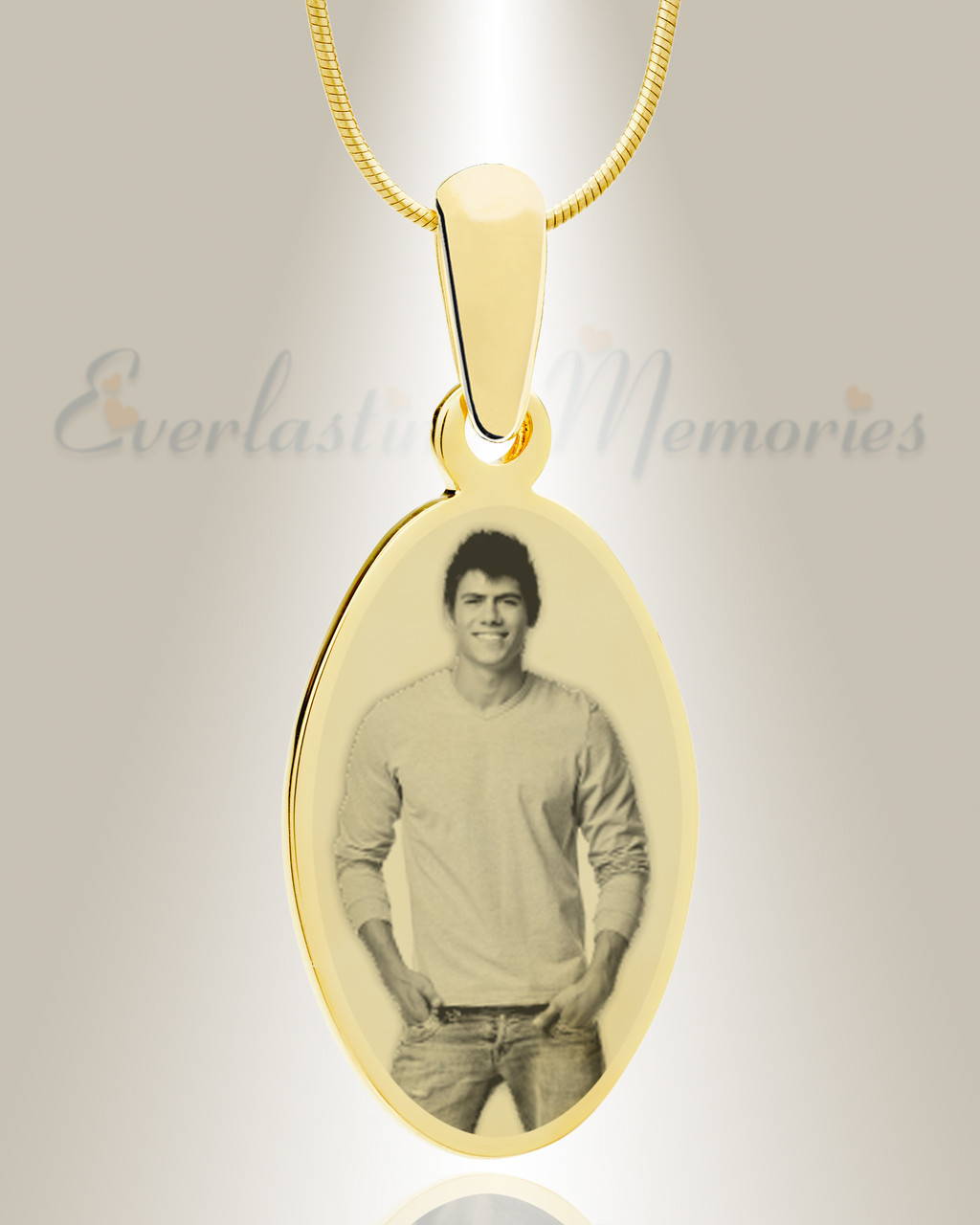 Oval Gold Photo Engraved Jewelry